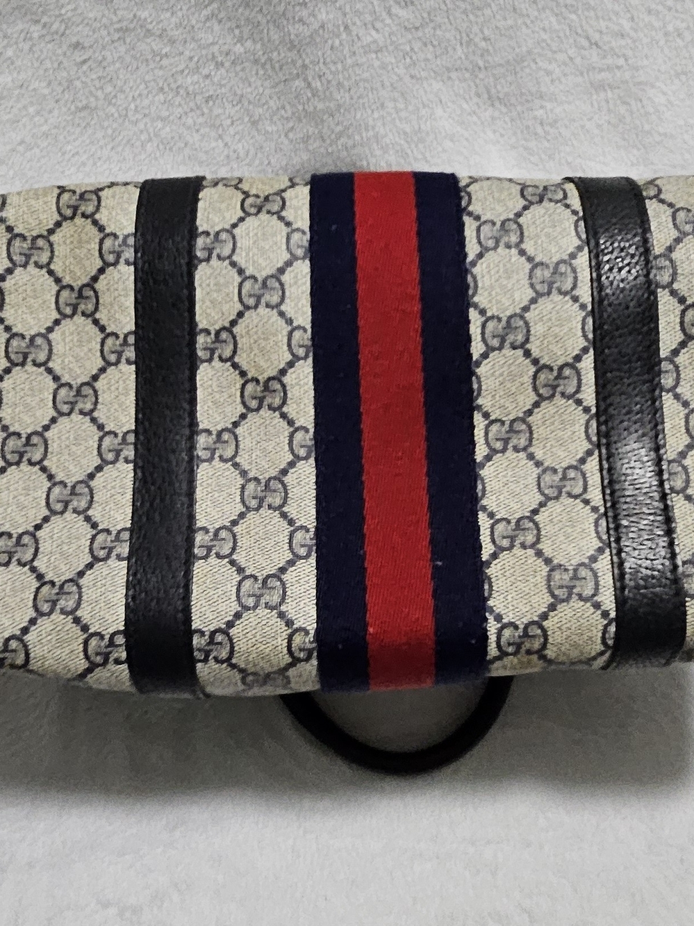Vintage Blue Gucci Canvas Tote with Wallet and Makeup Bag - Picture 6 of 16